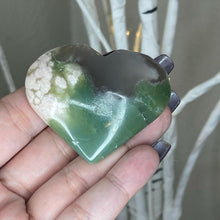 Load image into Gallery viewer, Green Flower Agate Heart
