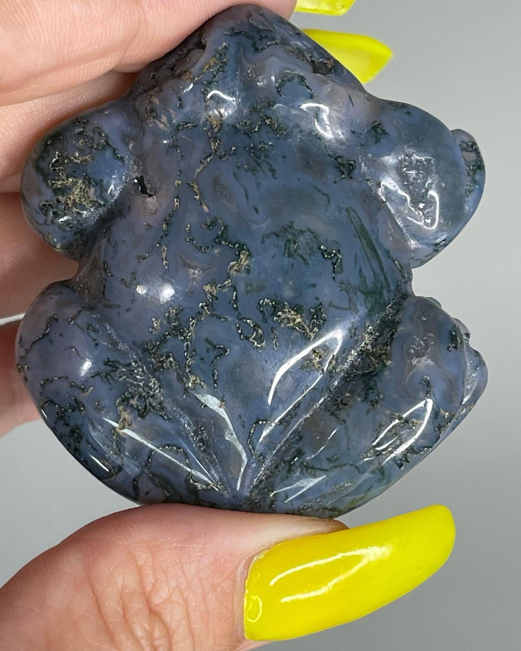 Blue Moss Agate Frog